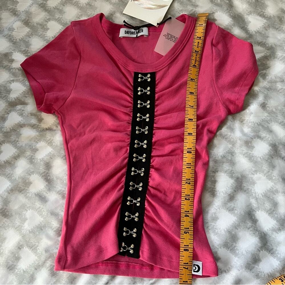 NWT Daydreamer‎ Hook and Eye Barbie Pink Punk Y2K Babydoll Baby T Womens XS - Picture 7 of 7